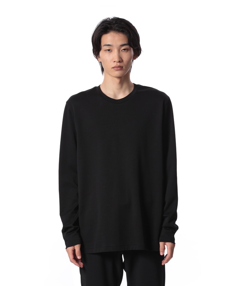 COTTON DOUBLE FACE SLIM FIT L/S TEE(ブラック(930)-1)