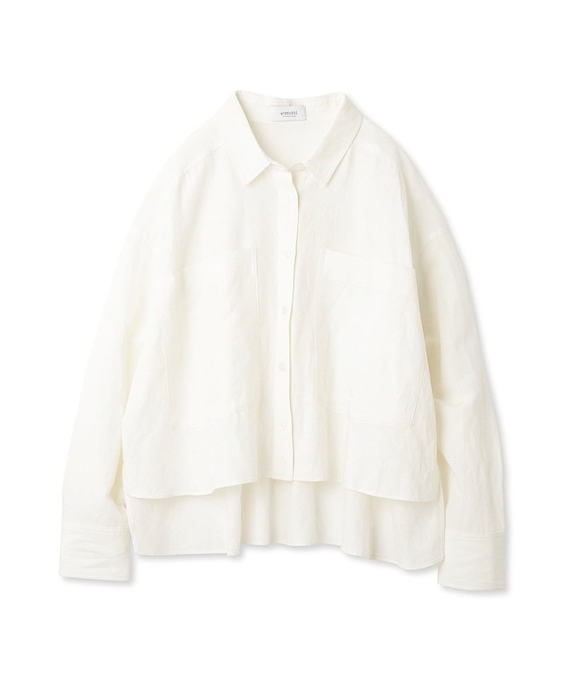 リネン混ビッグポケットシャツ ■SALE■(オフホワイト-F)