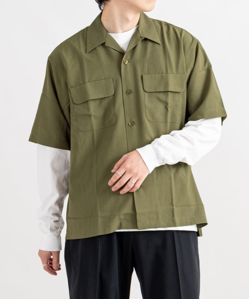 OPEN COLLOR S/S SHIRTS(カーキ-2)