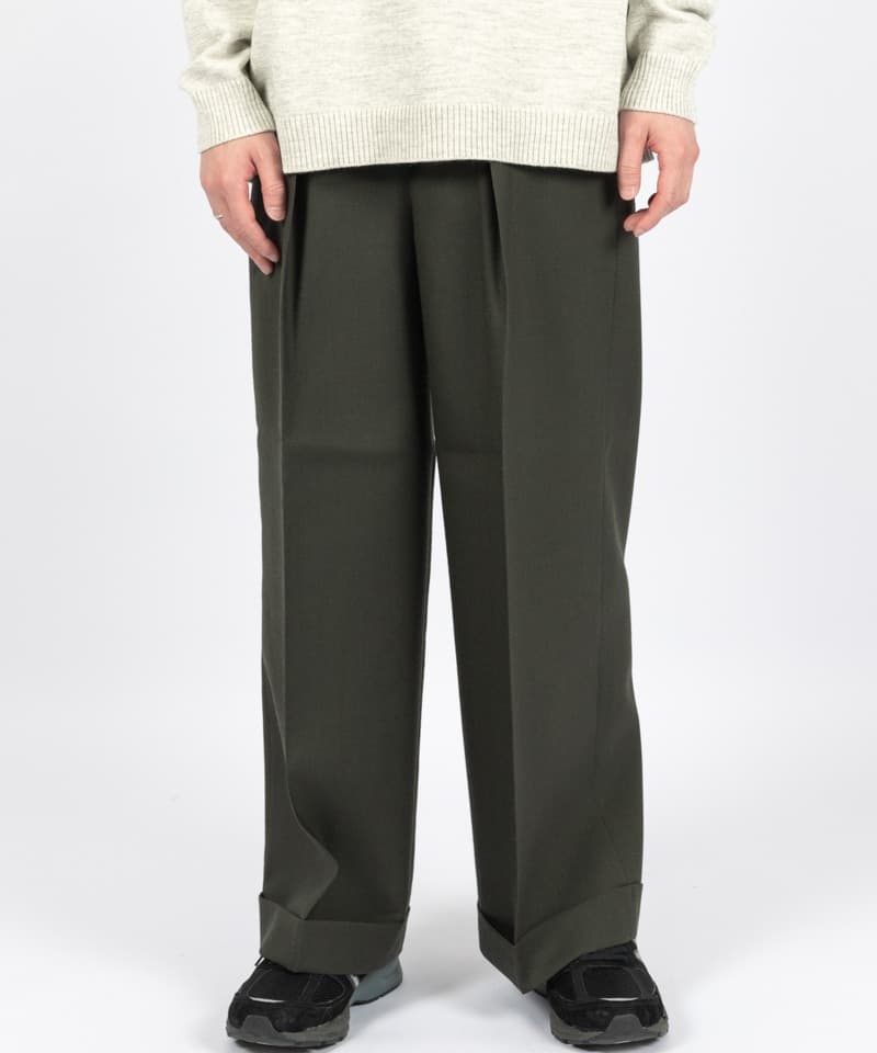 PLEATED WIDE TROUSERS  - ORGANIC WOOL HEAVY TROPICAL