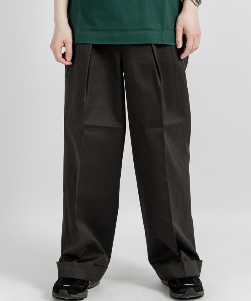 PLEATED WIDE TROUSERS - ORGANIC COTTON 30/2 TWILL■SALE■