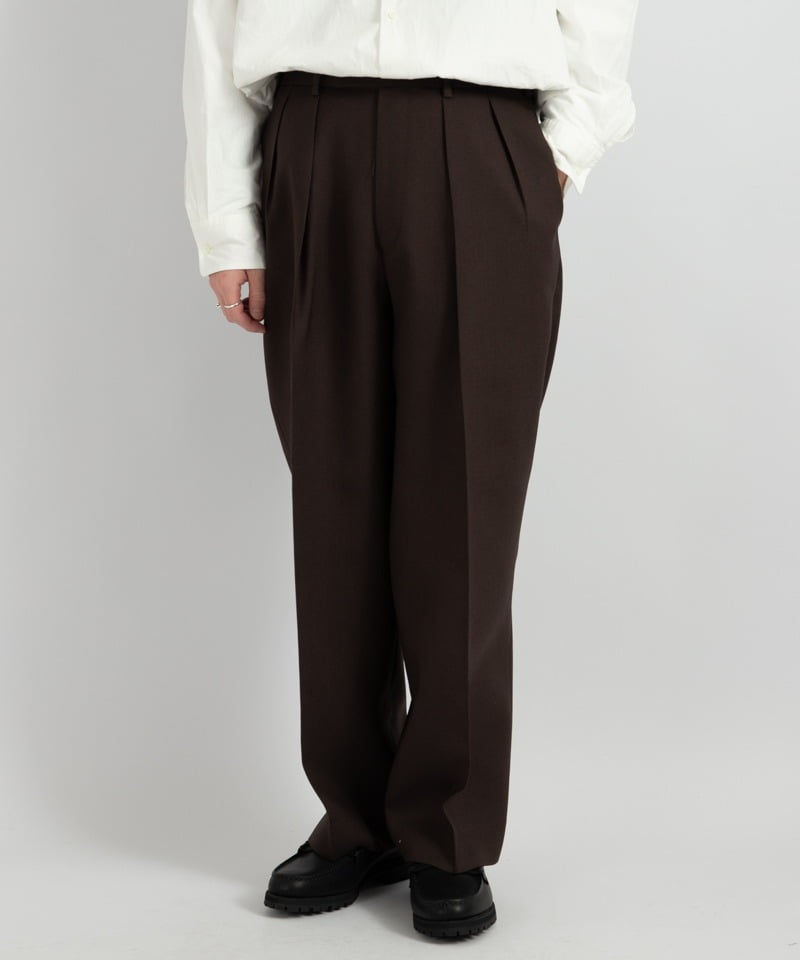 DOUBLE PLEATED TROUSERS - ORGANIC WOOL HEAVY TROPICAL ■SALE■