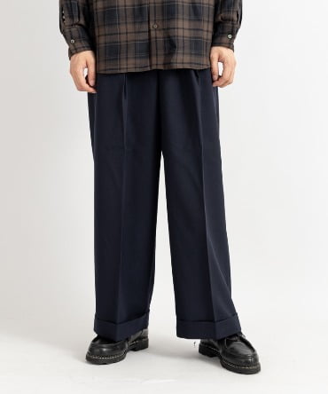 PLEATED WIDE TROUSERS - ORGANIC WOOL SURVIVAL CLOTH