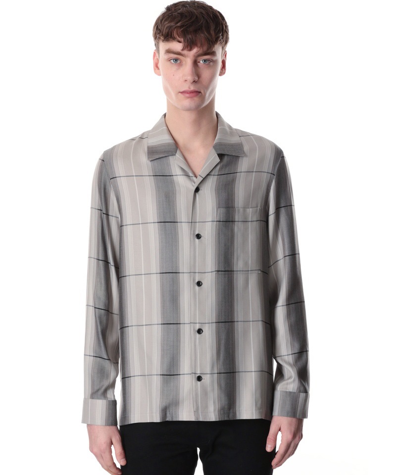 RY OMBRE CHECK TWILL OPEN COLLAR L/S SHIRT