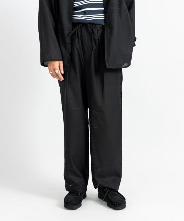 SIDE PIPING 1TUCK EASY PANTS - RECYCLE POLYESTER WOOL MESH