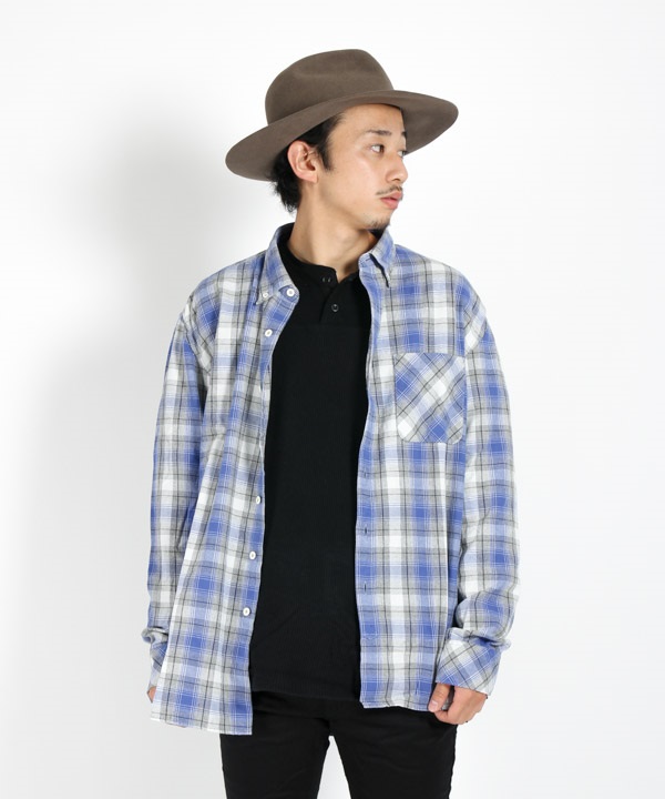 DWELLER B.D. SHIRT RELAXED FIT COTTON OMBRE PLAID 【 nonnative / ノンネイティブ 】■SALE■(ブルー-1)