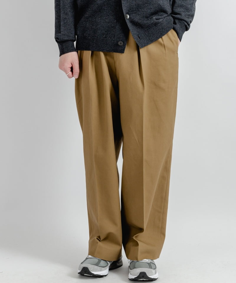 DOUBLE PLEATED TROUSERS - ORGANIC COTTON SURVIVAL CLOTH ■SALE■(ベージュ-1)
