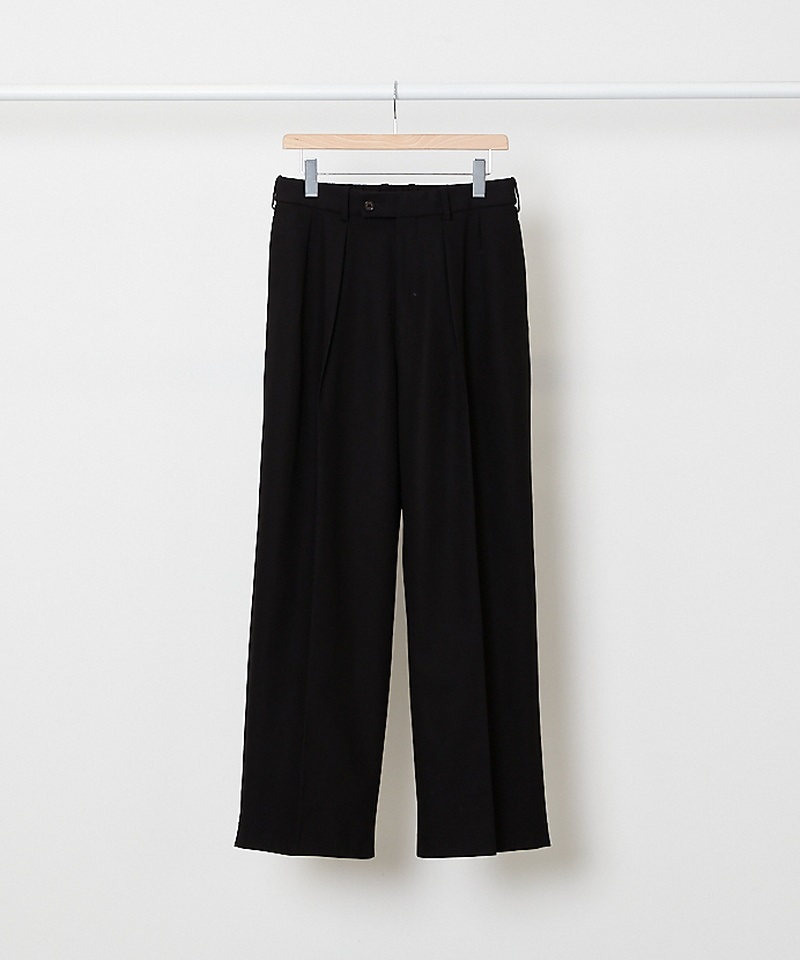 DOUBLE PLEATED TROUSERS - ORGANIC COTTON SURVIVAL CLOTH ■SALE■(ブラック-1)