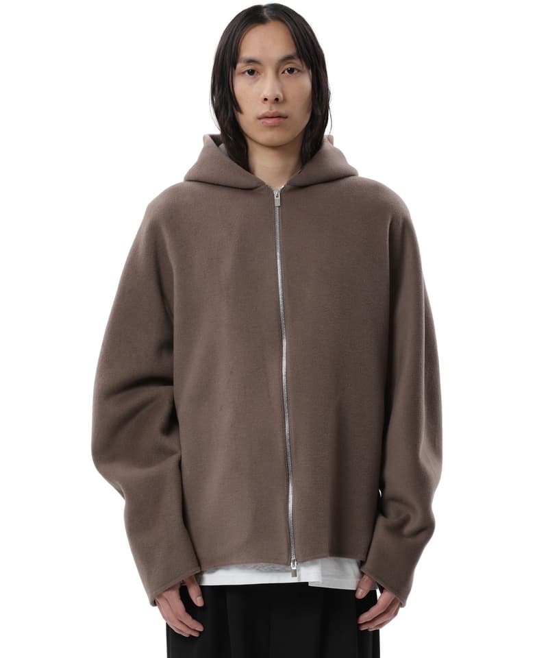 W/CA DOUBLE FACE BEAVER CLOTH ZIP HOODIE(ダークカーキグレー(912)-1)