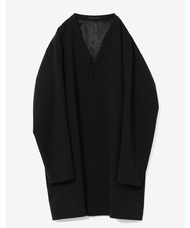 PE/RY DOUBLE CLOTH COLLARLESS COAT ■SALE■(ブラック(930)-1)