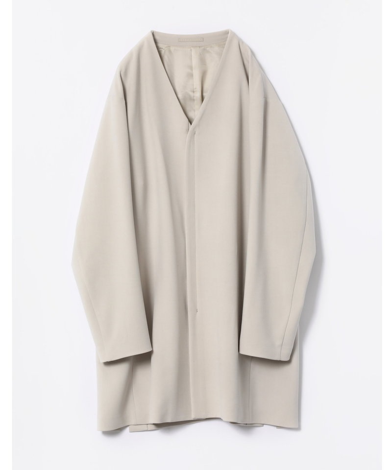 PE/RY DOUBLE CLOTH COLLARLESS COAT ■SALE■(オフホワイト(850)-1)