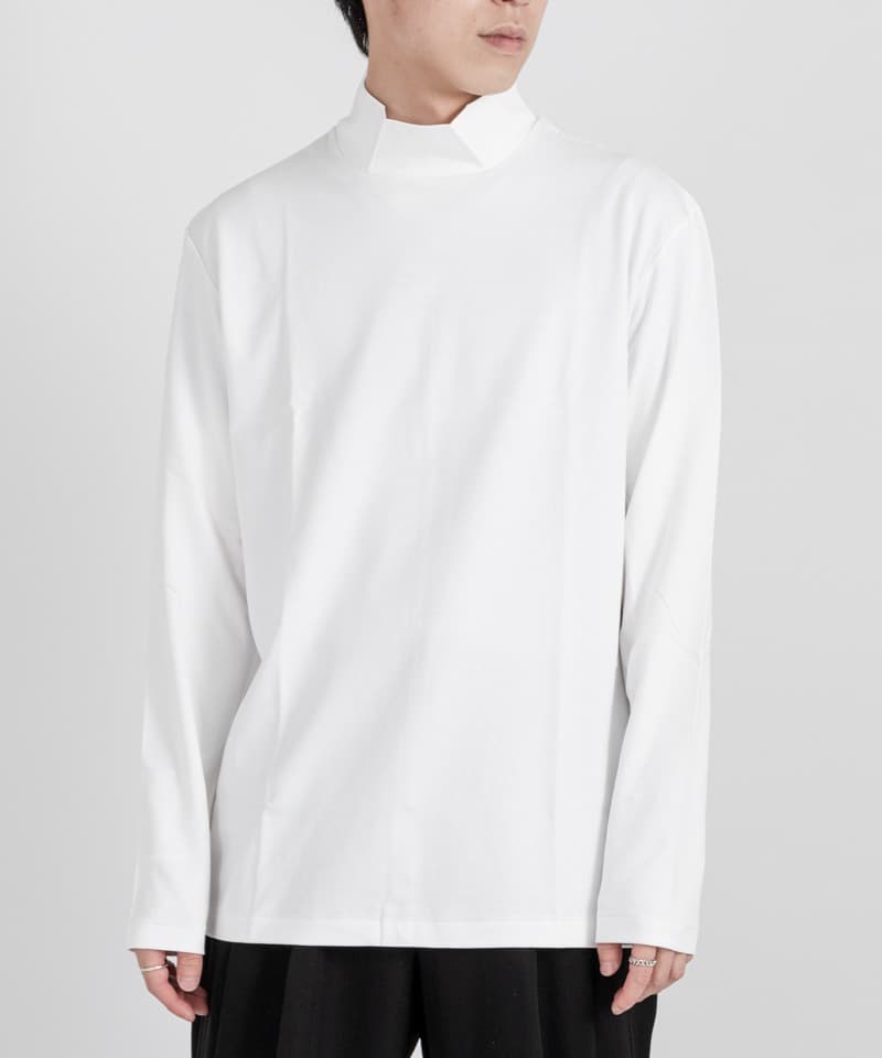 COTTON DOUBLE FACE HIGHNECK L/S TEE(ホワイト(900)-1)