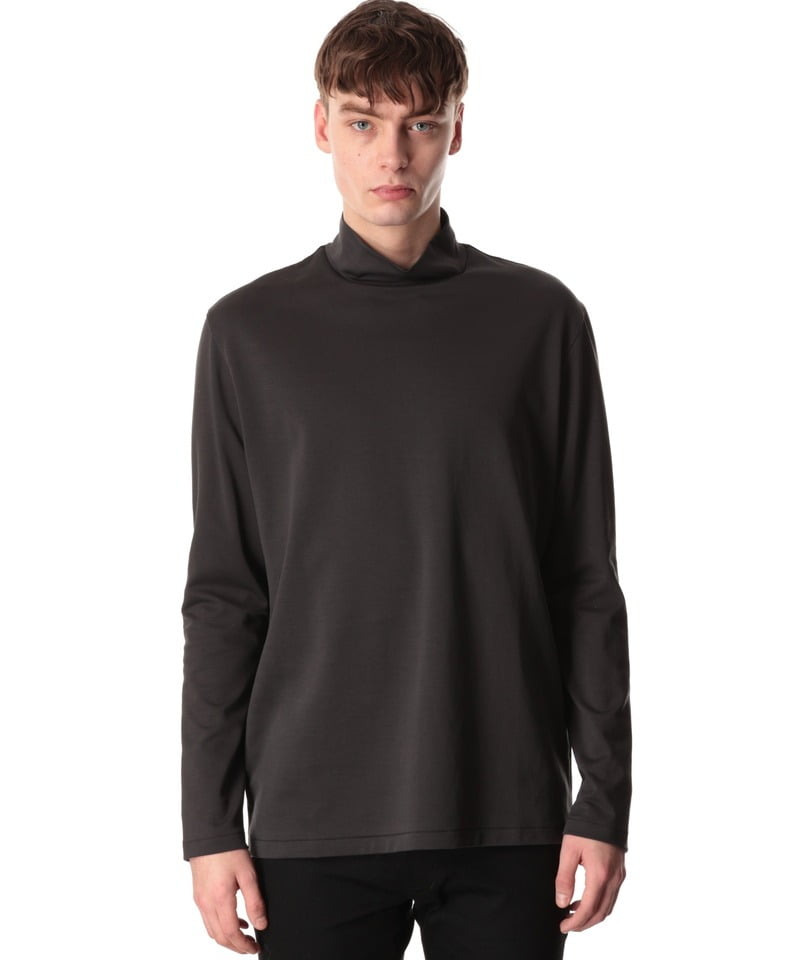 COTTON DOUBLE FACE HIGHNECK L/S TEE(ダークグレー(922)-1)
