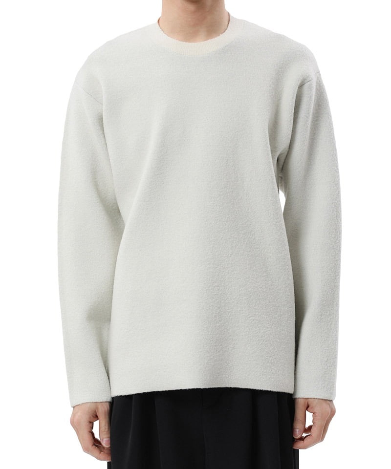 WO/NY LOOP YARNｘPE DOUBLE FACE KNIT CREWNECK PULLOVER(ホワイト(900)-1)