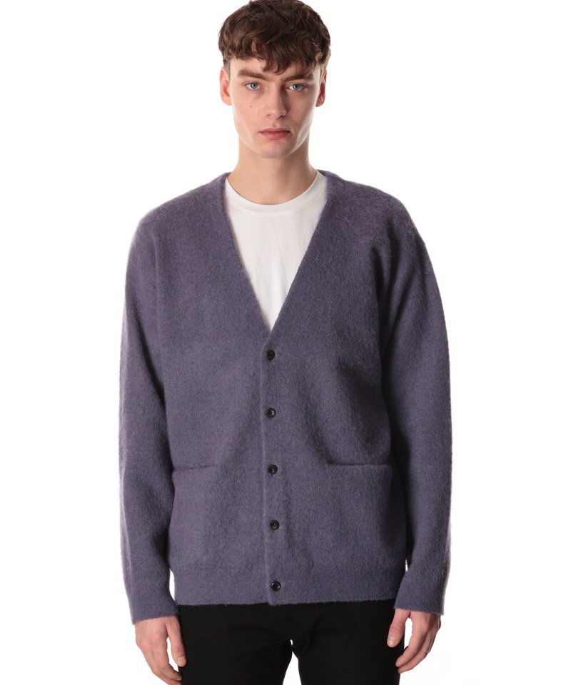 WO/NY MOHAIR x PE DOUBLE FACE KNIT CARDIGAN ■SALE■(パープル(550)-2)