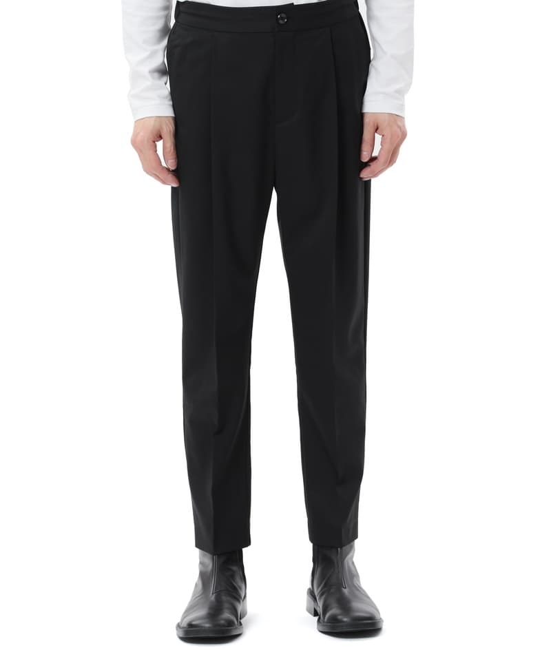 WO/PE STRETCH GABARDINE TAPERED FIT EASY TROUSERS(ブラック(930)-1)