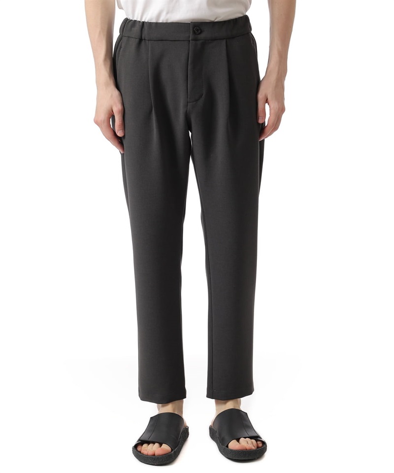 PE STRETCH DOUBLE CLOTH REGULAR FIT EASY PANTS(ダークグレー（922）-1)