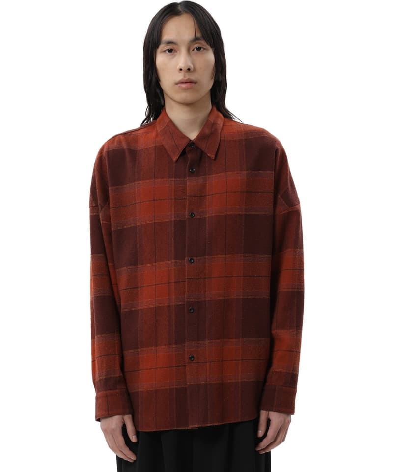 CO/SI FLANNEL CHECK OVERSIZED L/S SHIRT(X.オレンジ(159)-1)