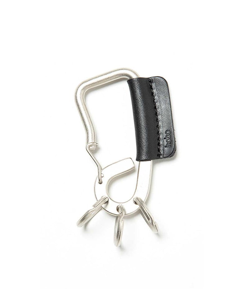 CARABINER KEY RING with COW LEATHER(ブラック-F)