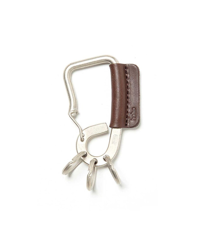 CARABINER KEY RING with COW LEATHER(チョコ-F)
