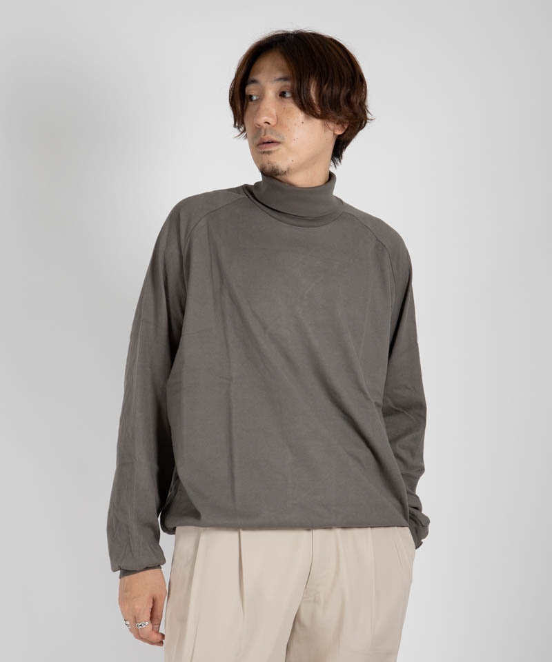 LOOSE NECK - COMBED COTTON KNIT BRUSHED(セージグリーン-1)