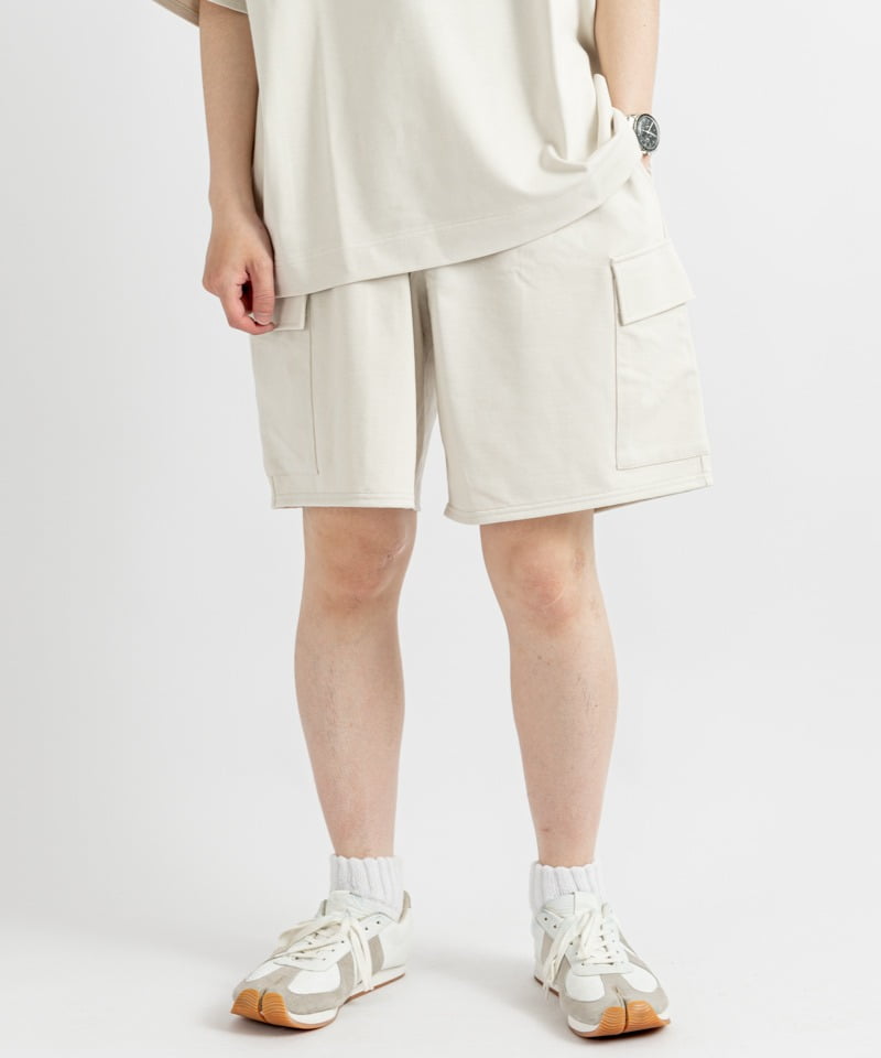 CARGO SHORTS - 20//1 RECYCLE SUVIN ORGANIAC COTTON KNIT(オフホワイト-1)