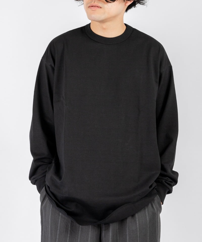 BASE BALL TEE L/S - 14/- RECYCLE SUVIN ORGANIC COTTON KNIT ■SALE■(ブラック-1)