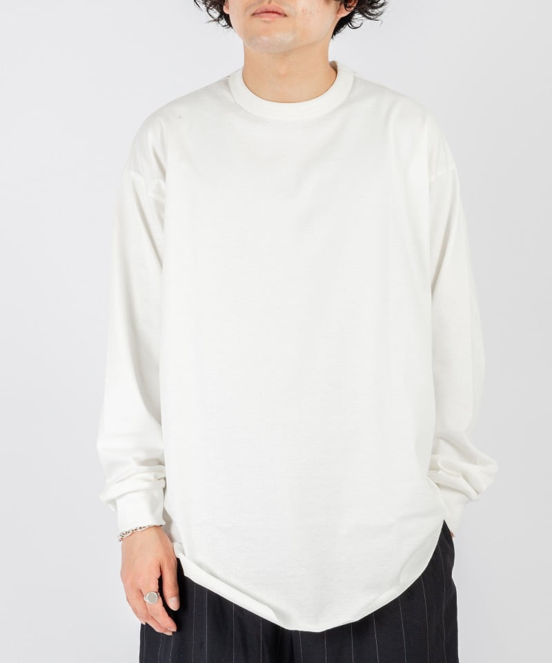 BASE BALL TEE L/S - 14/- RECYCLE SUVIN ORGANIC COTTON KNIT ■SALE■(ホワイト-1)