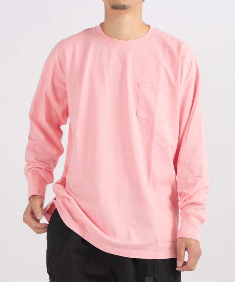 DWELLER L/S TEE COTTON JERSEY OVERDYED(ピンク-2)