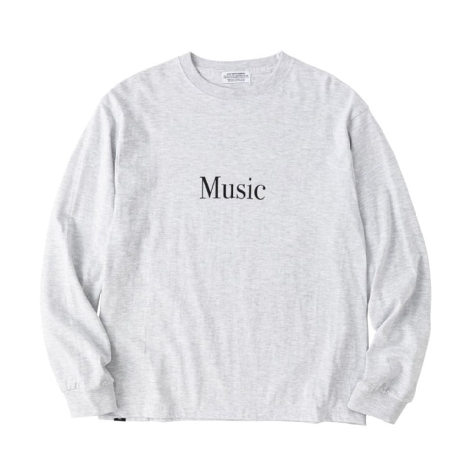 "Music" Long Sleeve T-Shirt ■SALE■(グレー-M)