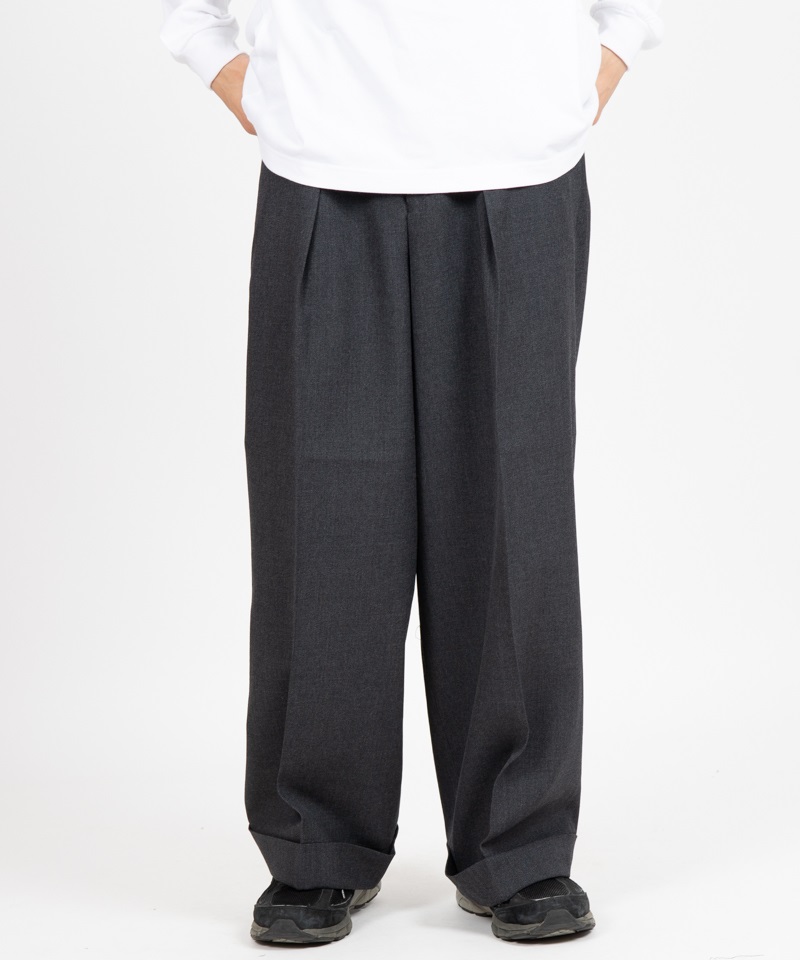 MARKAWARE】PLEATED WIDE TROUSERS - ORGANIC WOOL SURVIVAL CLOTH