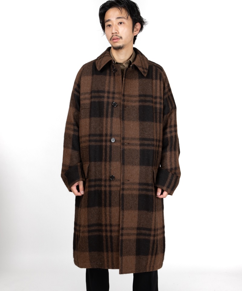 RAGLAN MAC COAT - ALPACA STOLE CLOTH ■SALE■(ブラウンプレイド-2)