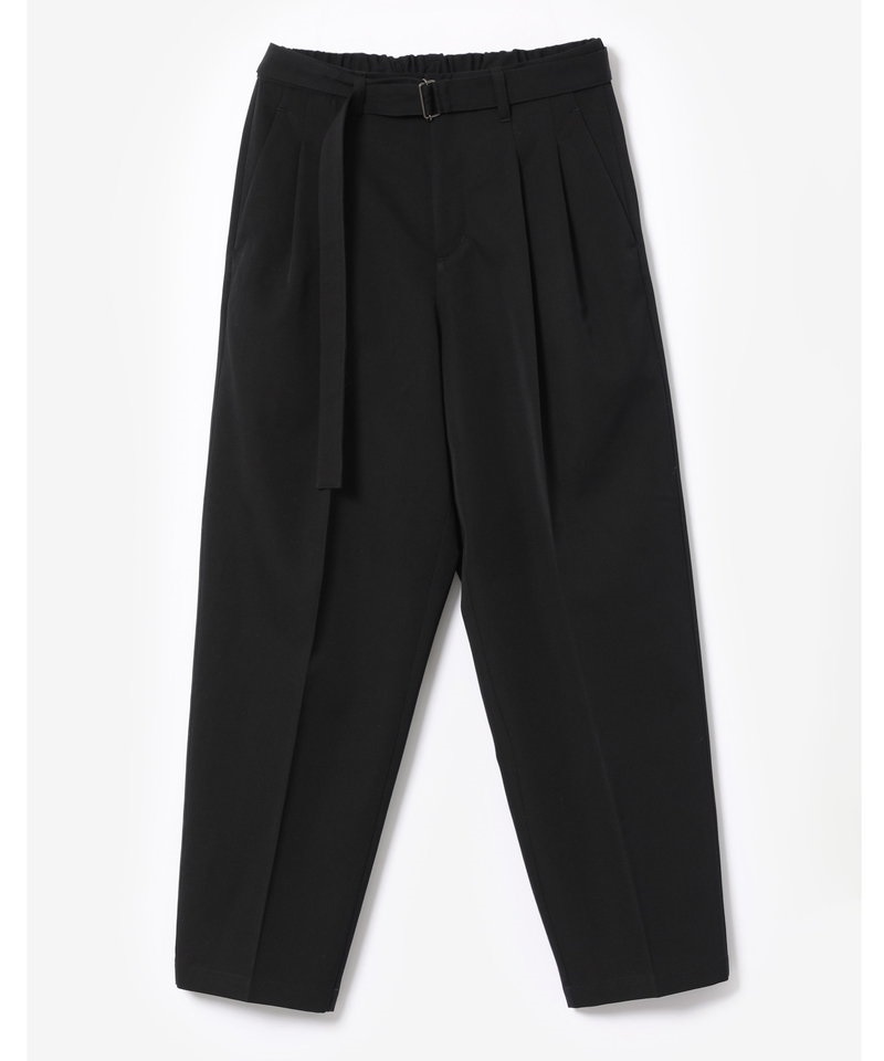 WOOL GYABARDINE TWO PLEATS TAPERED FIT TROUSERS ■SALE■(ブラック(930)-1)