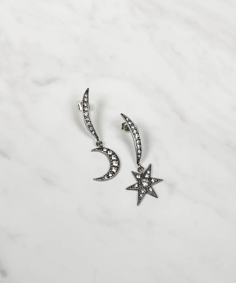 ※完売※MOON＆STAR earring/pierce RE-1297【ADER.bijoux / アデル ビジュー】(シルバー-イヤリング)