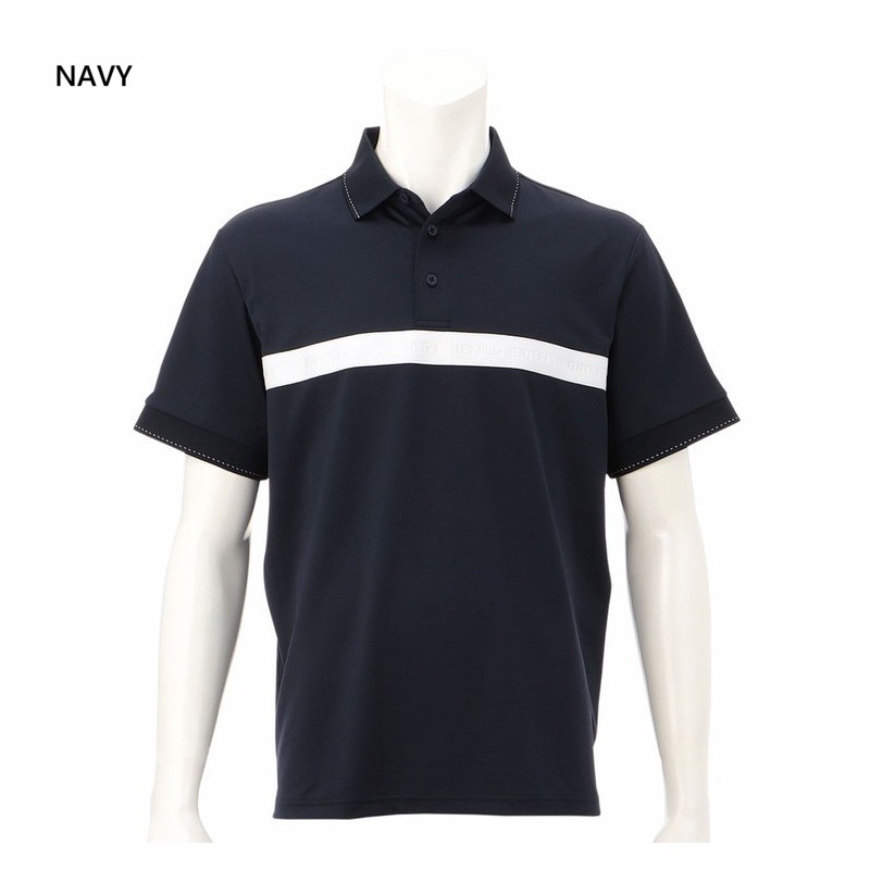 MENS SLEEVE LOGO POLO RELAXED FIT BRG241M49【BRIEFING / ブリーフィング】(NAVY(076)-L)