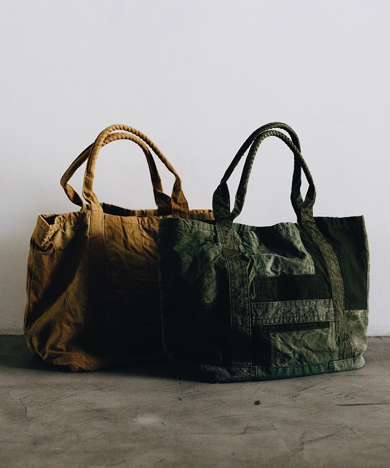 hobo】COTTON US ARMY CLOTH PATCHWORK TOTE BAG M | メンズ 